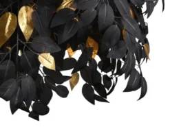 Große LED Deckenleuchte mit Blätter Lampenschirm Schwarz-Gold, Ø 70cm