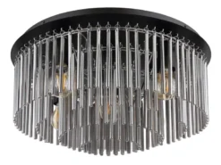 Große LED Deckenleuchte mit Rauchglas Stäben, Ø 50cm