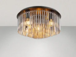 Große LED Deckenleuchte mit Rauchglas Stäben, Ø 50cm