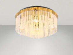 Große LED Deckenleuchte mit transparenten Echtglas Stäben, Ø 50cm