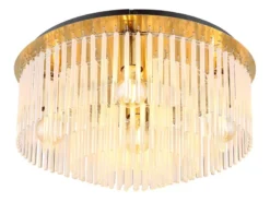 Große LED Deckenleuchte mit transparenten Echtglas Stäben, Ø 50cm