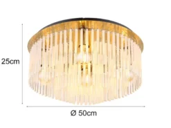 Große LED Deckenleuchte mit transparenten Echtglas Stäben, Ø 50cm
