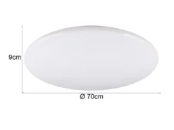 Große LED Deckenleuchte NANDO in Weiß, flach, Lichtfarbe einstellbar, Ø 70cm