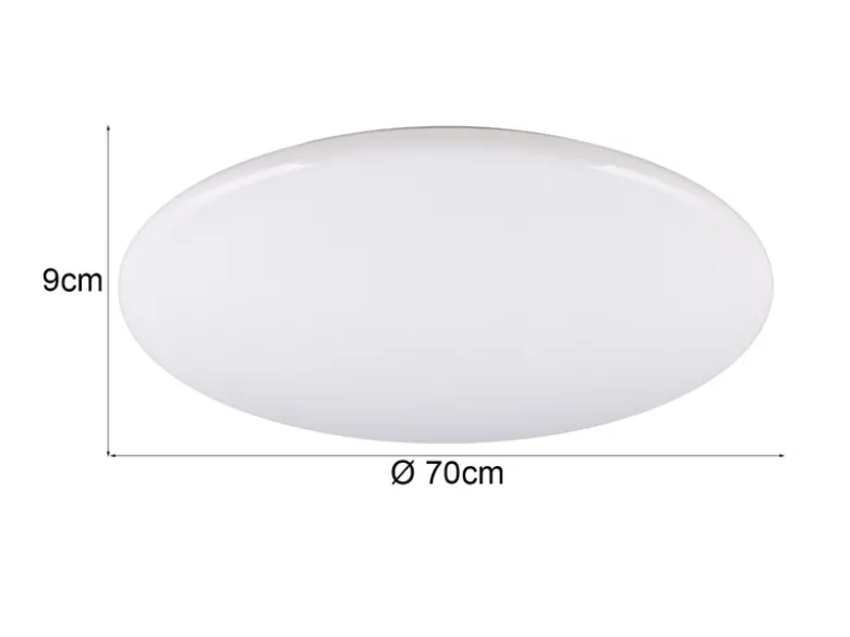 Große LED Deckenleuchte NANDO in Weiß, flach, Lichtfarbe einstellbar, Ø 70cm