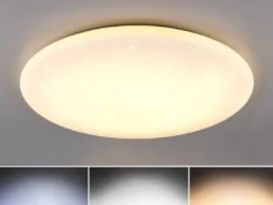 Große LED Deckenleuchte NANDO in Weiß, flach, Lichtfarbe einstellbar, Ø 70cm