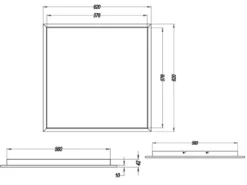 Große LED Deckenleuchte PHOENIX extrem flach dimmbar, Quadrat 62cm