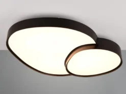 Große LED Deckenleuchte RISE mit Fernbedienung Schwarz, Breite 77cm