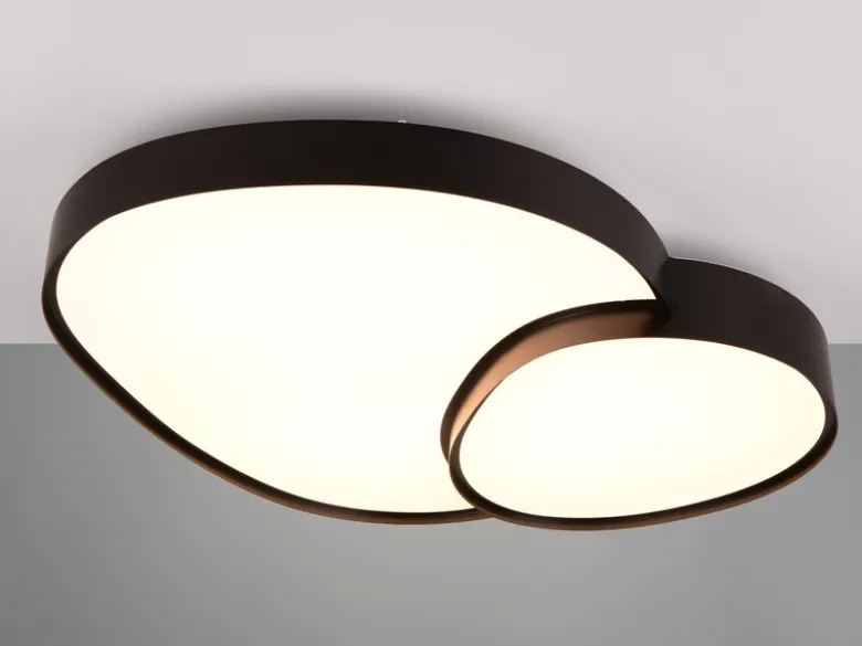 Große LED Deckenleuchte RISE mit Fernbedienung Schwarz, Breite 77cm