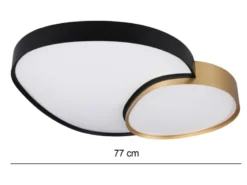 Große LED Deckenleuchte RISE mit Fernbedienung Schwarz Gold, Breite 77cm
