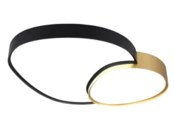 Große LED Deckenleuchte RISE mit Fernbedienung Schwarz Gold, Breite 77cm