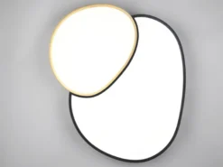 Große LED Deckenleuchte RISE mit Fernbedienung Schwarz Gold, Breite 77cm
