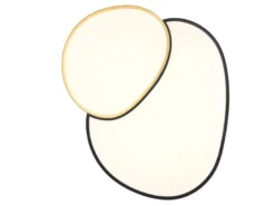 Große LED Deckenleuchte RISE mit Fernbedienung Schwarz Gold, Breite 77cm