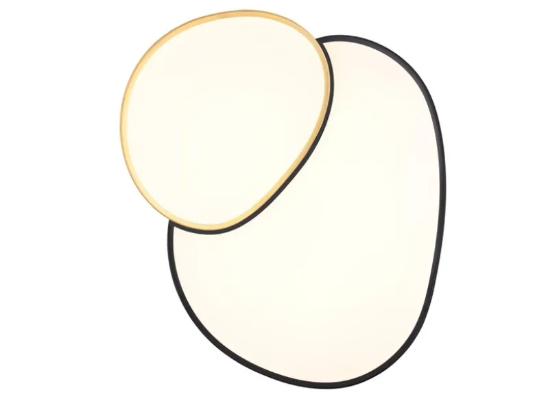 Große LED Deckenleuchte RISE mit Fernbedienung Schwarz Gold, Breite 77cm