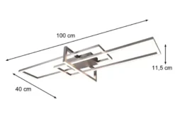 Große LED Deckenleuchte SALINAS mit Switch Dimmer Silber matt, Breite 100cm