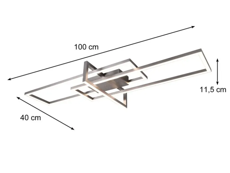 Große LED Deckenleuchte SALINAS mit Switch Dimmer Silber matt, Breite 100cm