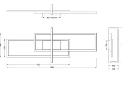 Große LED Deckenleuchte SALINAS mit Switch Dimmer Silber matt, Breite 100cm