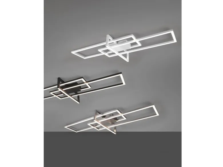 Große LED Deckenleuchte SALINAS mit Switch Dimmer Silber matt, Breite 100cm
