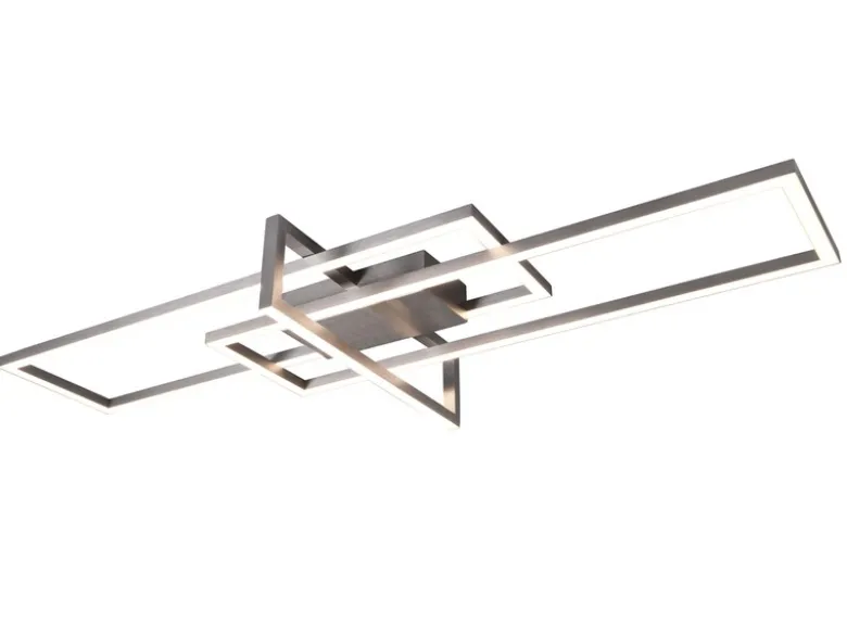 Große LED Deckenleuchte SALINAS mit Switch Dimmer Silber matt, Breite 100cm