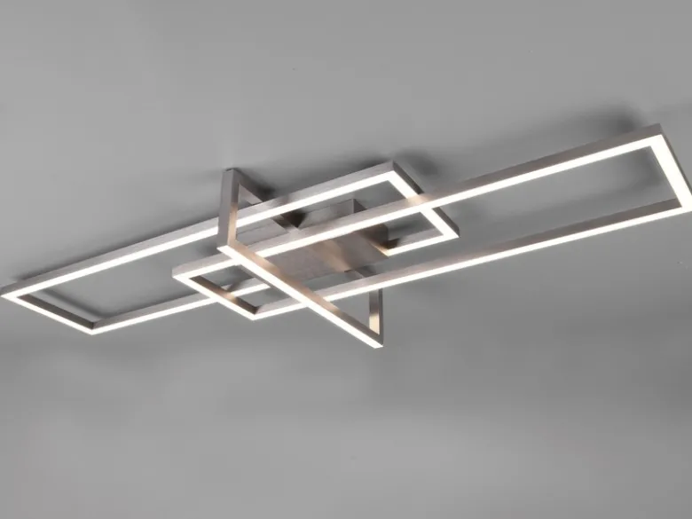 Große LED Deckenleuchte SALINAS mit Switch Dimmer Silber matt, Breite 100cm