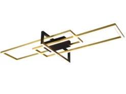 Große LED Deckenleuchte SALINAS mit Switch Dimmer Messing / Schwarz, B: 100cm