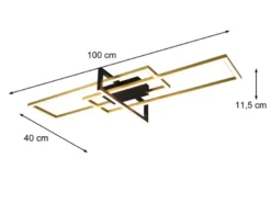 Große LED Deckenleuchte SALINAS mit Switch Dimmer Messing / Schwarz, B: 100cm