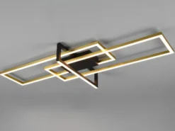 Große LED Deckenleuchte SALINAS mit Switch Dimmer Messing / Schwarz, B: 100cm