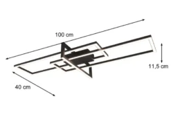 Große LED Deckenleuchte SALINAS mit Switch Dimmer Schwarz, Breite 100cm