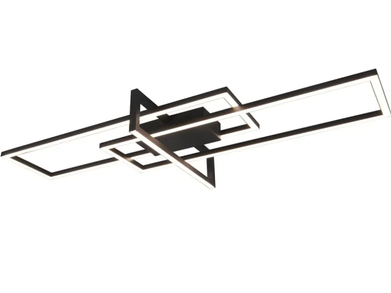Große LED Deckenleuchte SALINAS mit Switch Dimmer Schwarz, Breite 100cm