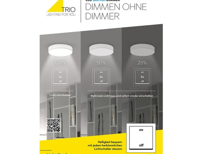 Große LED Deckenleuchte SALINAS mit Switch Dimmer Weiß matt, Breite 100cm