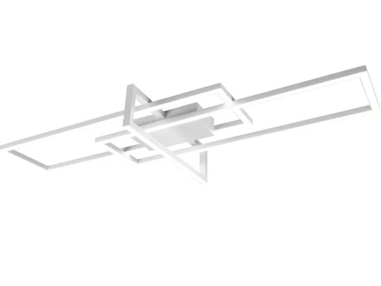 Große LED Deckenleuchte SALINAS mit Switch Dimmer Weiß matt, Breite 100cm