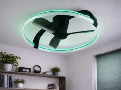 Große LED Deckenleuchte STOCKHOLM mit Ventilator, Fernbedienung & RGBW Ø 73,5cm