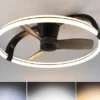 Große LED Deckenleuchte STOCKHOLM Schwarz mit Ventilator & Fernbedienung Ø73,5cm