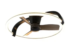 Große LED Deckenleuchte STOCKHOLM Schwarz mit Ventilator & Fernbedienung Ø73,5cm
