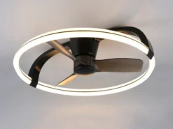 Große LED Deckenleuchte STOCKHOLM Schwarz mit Ventilator & Fernbedienung Ø73,5cm
