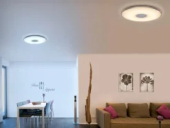 Große LED Deckenleuchte TOKYO flach mit Fernbedienung dimmbar, Ø60cm