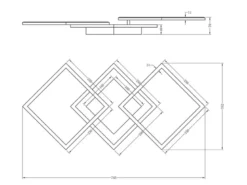 Große LED Deckenleuchte TRAIL Titan schwenkbare Module, Breite 74cm