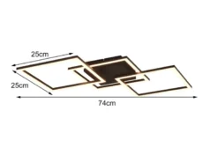 Große LED Deckenleuchte TRAIL Schwarz schwenkbare Module, Breite 74cm
