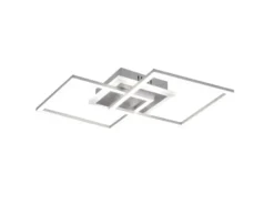 Große LED Deckenleuchte VENIDA eckig Silber, dimmbar, Breite 57cm