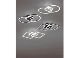 Große LED Deckenleuchte VENIDA eckig Silber, dimmbar, Breite 57cm