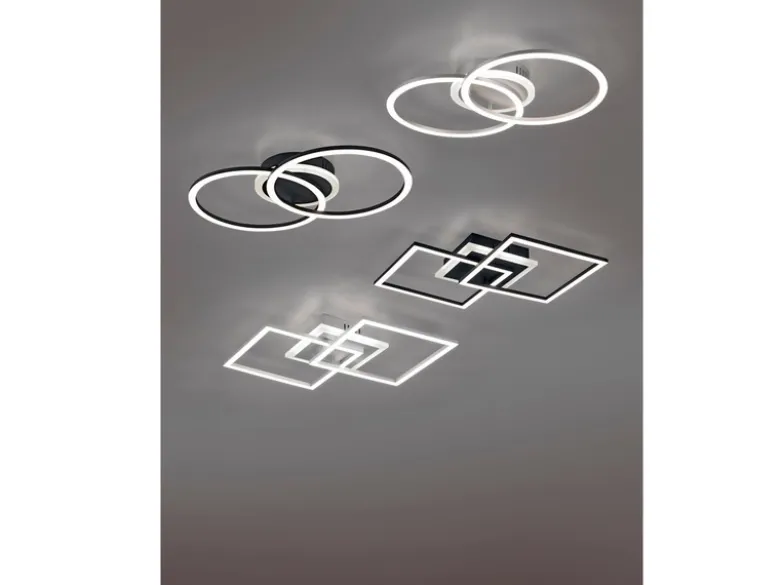 Große LED Deckenleuchte VENIDA eckig Silber, dimmbar, Breite 57cm