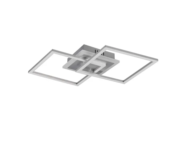 Große LED Deckenleuchte VENIDA eckig Silber, dimmbar, Breite 57cm