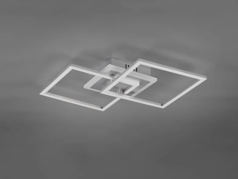 Große LED Deckenleuchte VENIDA eckig Silber, dimmbar, Breite 57cm