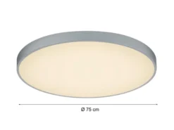 Große LED Deckenleuchte WACO Grau extern dimmbar, hell mit 12.400 Lumen Ø 75cm