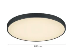 Große LED Deckenleuchte WACO Schwarz extern dimmbar, hell mit 12.400 Lumen Ø75cm