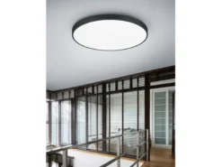 Große LED Deckenleuchte WACO Schwarz extern dimmbar, hell mit 12.400 Lumen Ø75cm