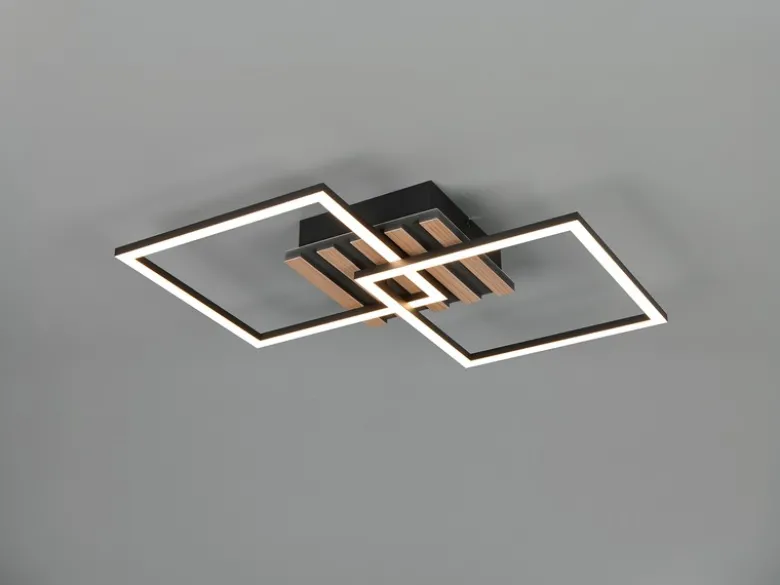 Große LED Deckenleuchte ZARO Schwarz flach quadratisch schwenkbar Breite 59,5cm