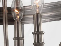 Große LED Jugendstil Pendelleuchte aus massivem Stahl in Silber Antik, Ø 50cm