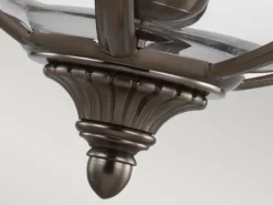 Große LED Jugendstil Pendelleuchte aus massivem Stahl in Silber Antik, Ø 50cm
