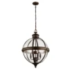 Große LED Jugendstil Pendelleuchte aus massivem Stahl in britisch Bronze Ø 50cm