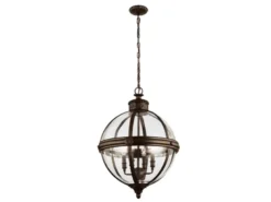 Große LED Jugendstil Pendelleuchte aus massivem Stahl in britisch Bronze Ø 50cm